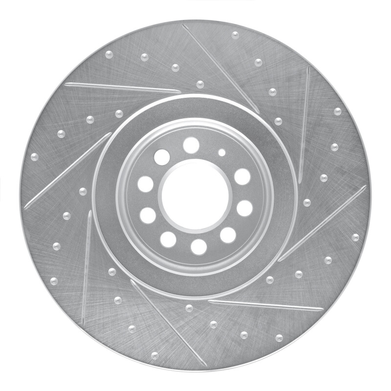 Audi TT Quattro Brake Rotor (1) - Front Left - R1 Concepts - Drilled & Slotted - Silver - `04-`06